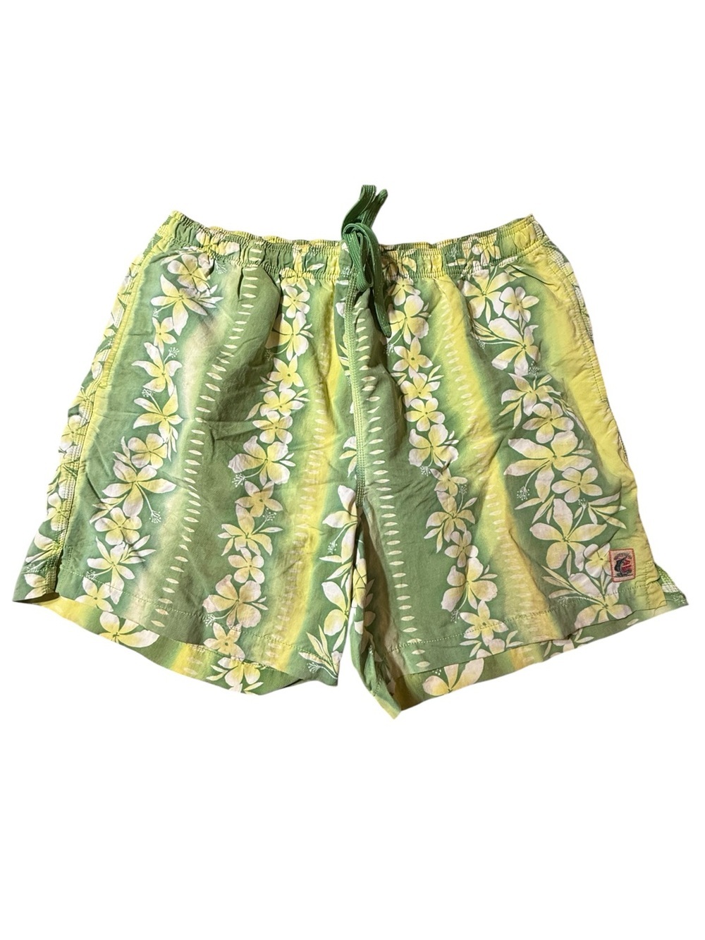 Tommy Bahama Men’s Large Swim Trunks Green Yellow Floral Tropical Resort Lined